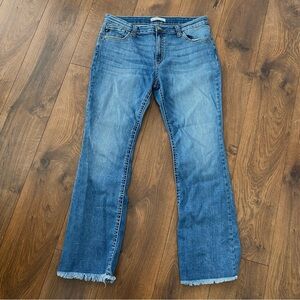 KanCan Mid Rise Thick Stitch Frayed Hem Bootcut Jeans Size 32 Stretch Denim